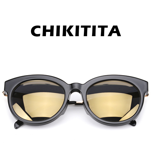 치키티타선글라스 CS5006 1 GD 오버사이즈 러브썸 뿔테 블랙 (골드미러)