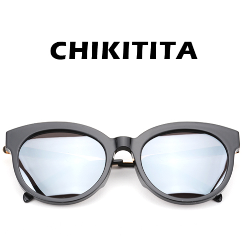 치키티타선글라스 CS5006 1 SV 오버사이즈 러브썸 뿔테 블랙 (실버미러)