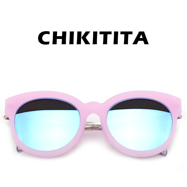 치키티타선글라스 CS5006 3 BL 오버사이즈 러브썸 뿔테 핑크 (블루미러)