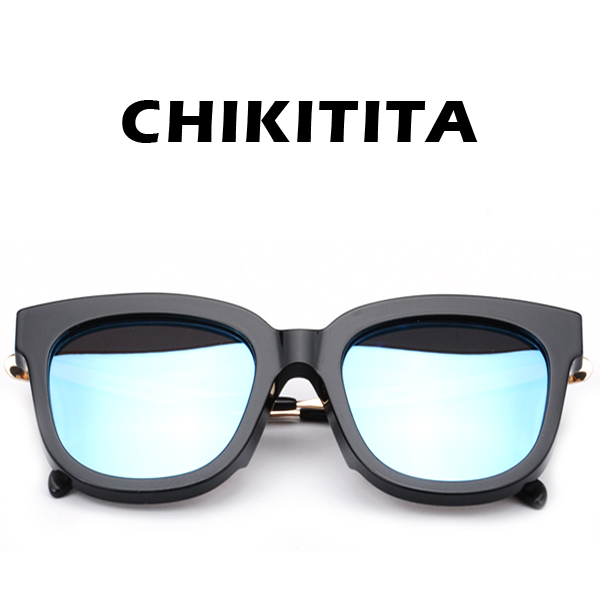치키티타선글라스 CS5007 1 BL  오버사이즈 앱센트 뿔테 블랙 (블루미러)
